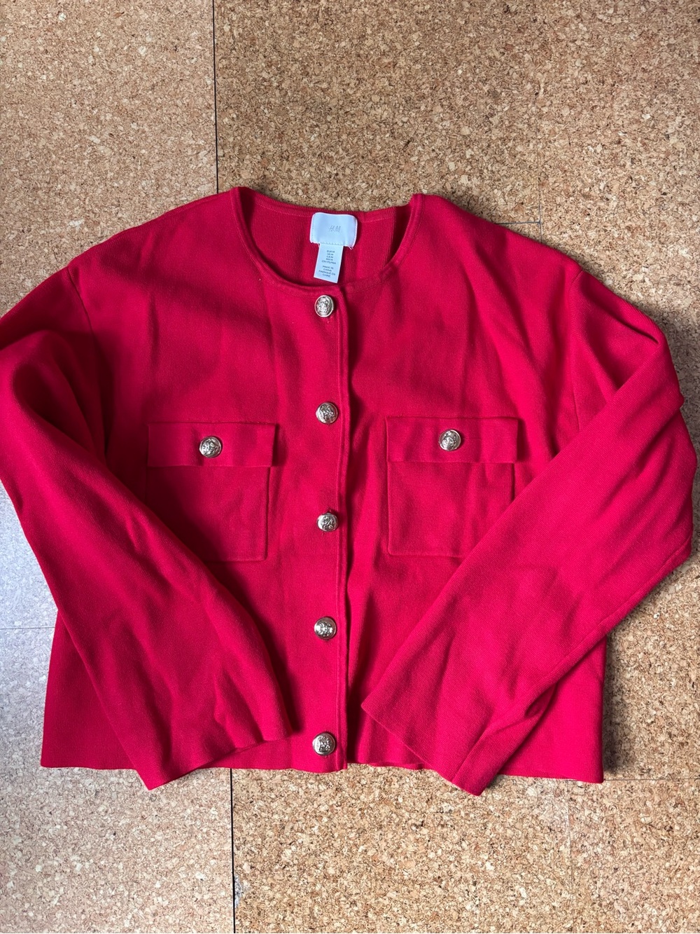 H&M Red Button-Front Blazer Sweater